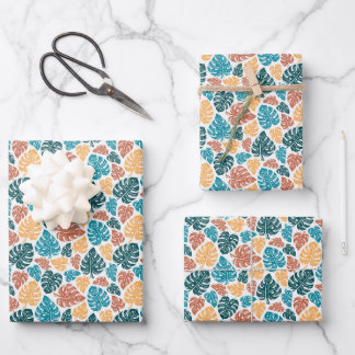 Tropical Monstera Leaf Pattern – Colorful Nature P Wrapping Paper Sheets