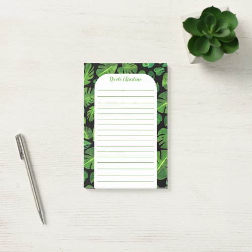 Tropical Monstera Leaf Pattern CUSTOMIZED Lined Post_it Notes