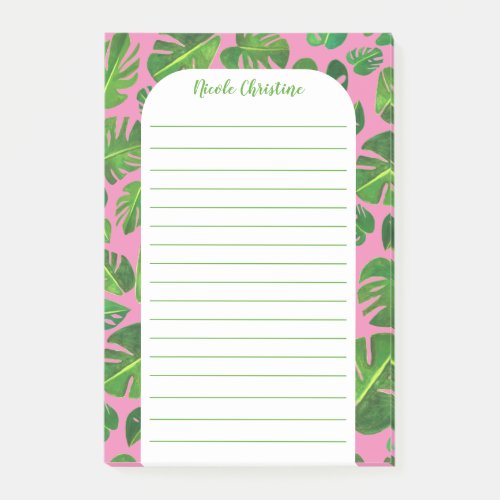 Tropical Monstera Leaf Pattern CUSTOMIZED Lined  Post_it Notes