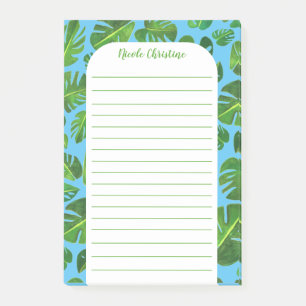 Tropical Monstera Leaf Pattern CUSTOMIZED Lined Post-it Notes