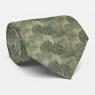Tropical Monstera Leaf Pattern Neck Tie