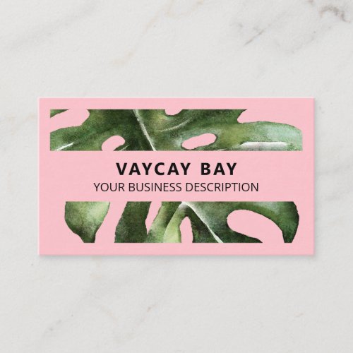 Tropical Monstera Leaf Pink Soap And Candle Business Card