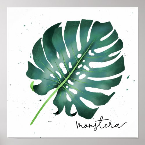 Tropical Monstera Leaf Poster