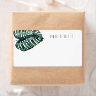 Tropical Monstera Leaf Printable Mailing Address Label