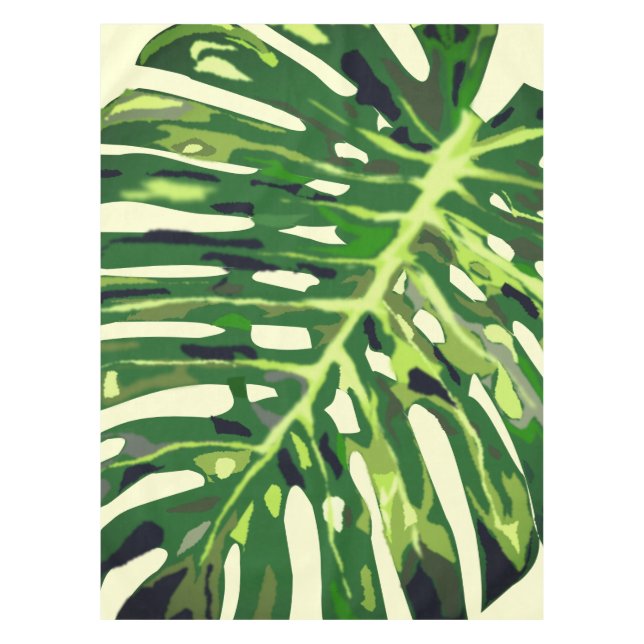 Tropical Monstera Leaf Tablecloth (Front)