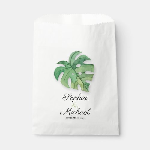 Tropical Monstera Leaf Wedding Favor Bag