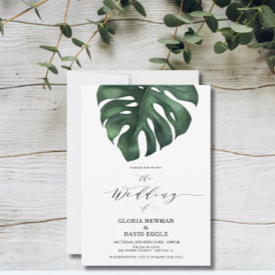 Tropical Monstera Leaf  Wedding Invitation