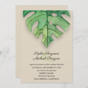 Tropical Monstera Leaf Wedding Invitations