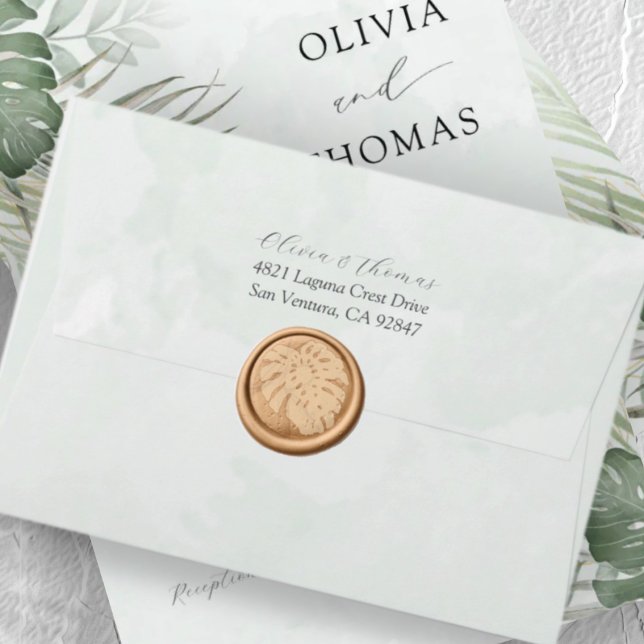 Tropical Monstera Leaf Wedding Wax Seal Stamp (Creator Uploaded)