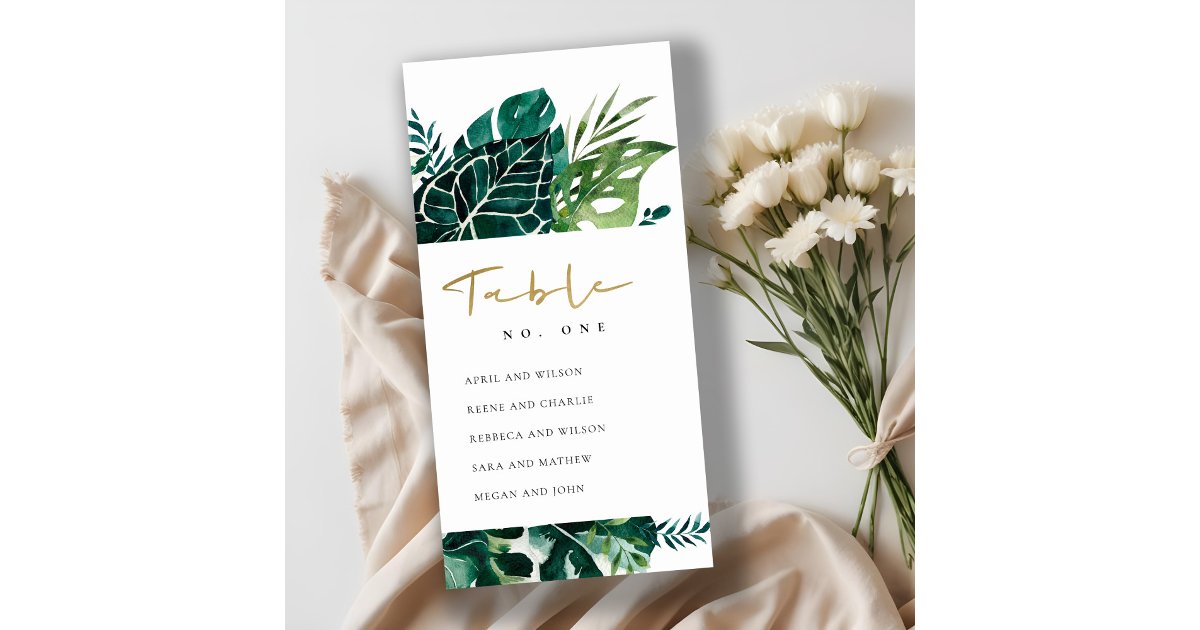 Monstera Table Numbers Tropical Monstera Leafy Seating Chart Table Number | Zazzle