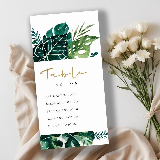 Tropical Monstera Leafy Seating Chart Table Number (Creator Uploaded)