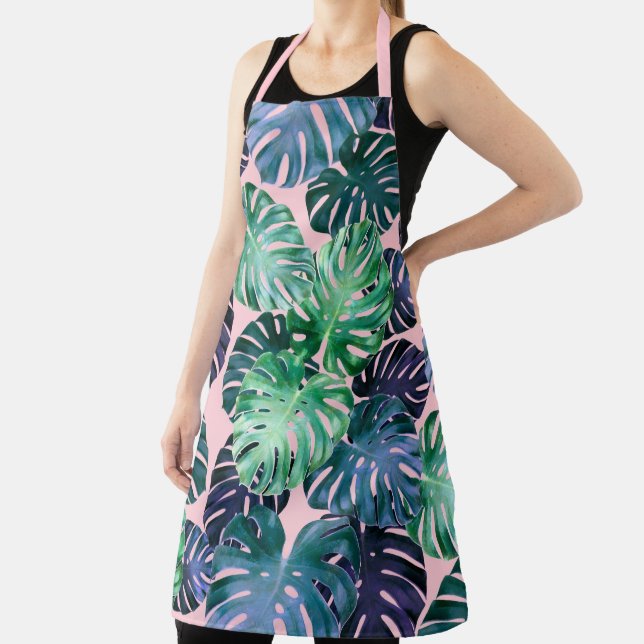 Tropical Monstera Leaves Apron (Insitu)