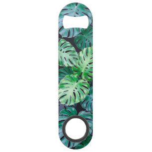 Tropical Monstera Leaves Bar Key