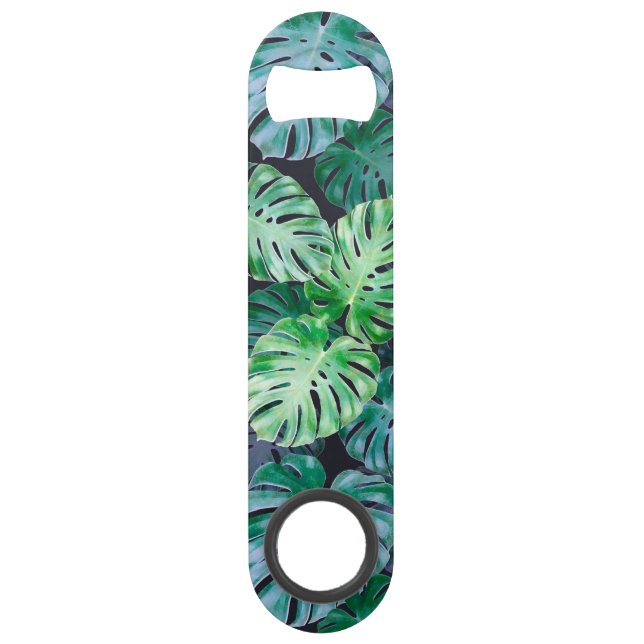 Tropical Monstera Leaves Bar Key (Front)