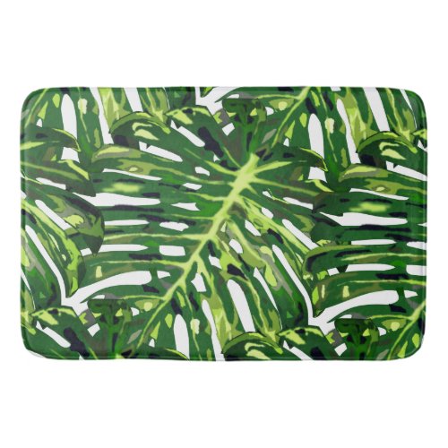 Tropical Monstera Leaves Bath Mat