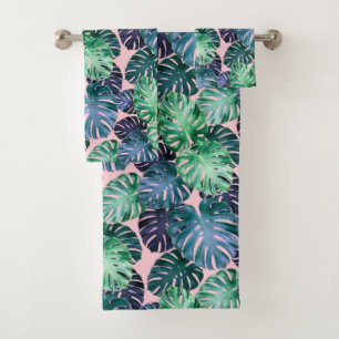 Tropical Monstera Leaves Bath Towel Set