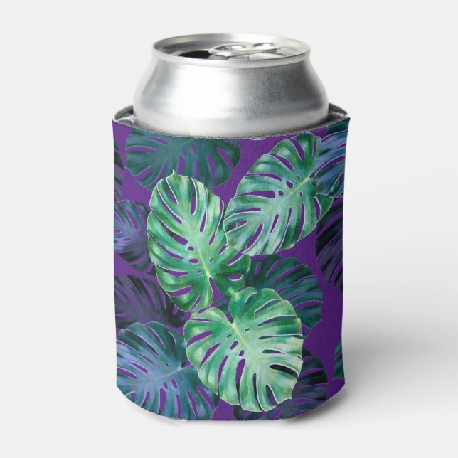 Tropical Monstera Leaves  Can Cooler (Can Front)