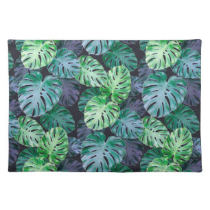 Tropical Monstera Leaves Cloth Placemat
