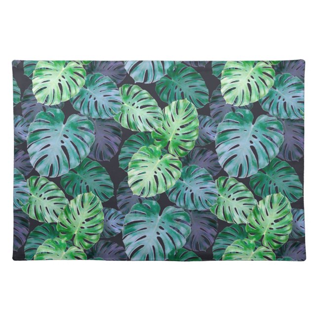 Tropical Monstera Leaves Cloth Placemat (Front)
