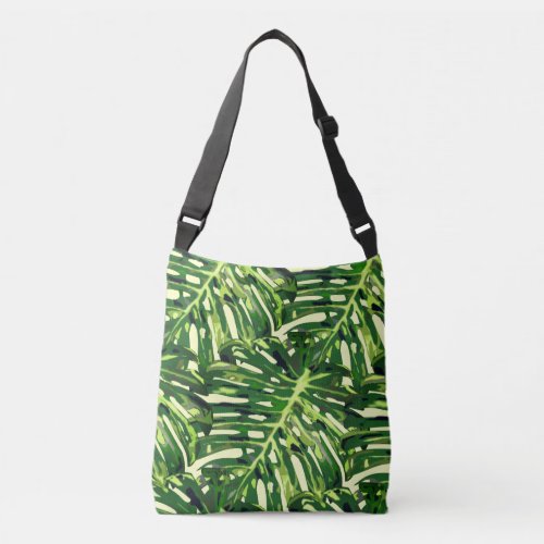 Tropical Monstera Leaves Crossbody Bag