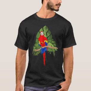 Tropical Monstera Leaves Exotic Animal Bird Macaw T-Shirt