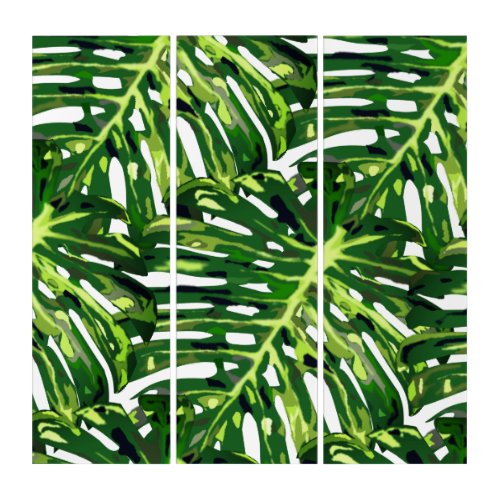 Tropical Monstera Leaves _ Exotic Nature Triptych
