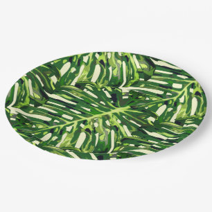 Tropical Monstera Leaves - Exotic Paper Plates