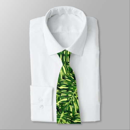 Tropical Monstera Leaves _ Exotic Paradise Beach Neck Tie