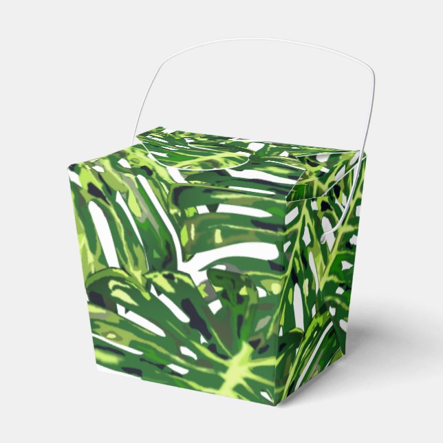Tropical Monstera Leaves - Favor Boxes (Front Side)