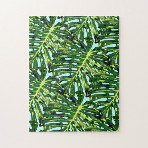 Tropical Monstera Leaves _ Greenery Jigsaw Puzzle