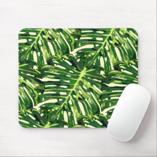 Tropical Monstera Leaves - Holiday Mouse Pad