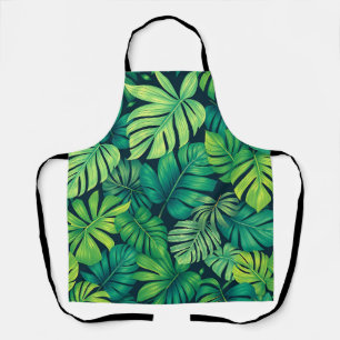 Tropical Monstera Leaves Jungle Pattern Apron