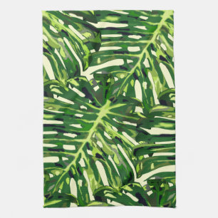 Tropical Monstera Leaves Kitchen Towel