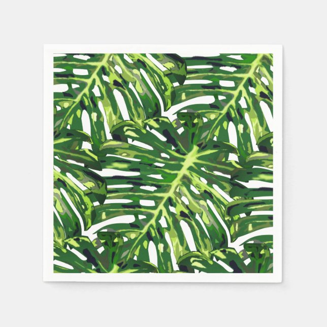 Tropical Monstera Leaves Napkins (Front)