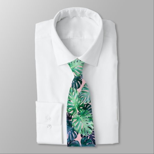 Tropical Monstera Leaves  Neck Tie