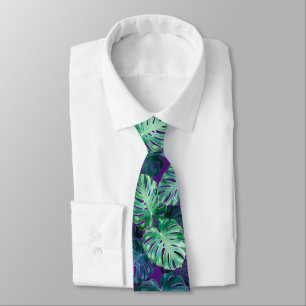 Tropical Monstera Leaves  Neck Tie