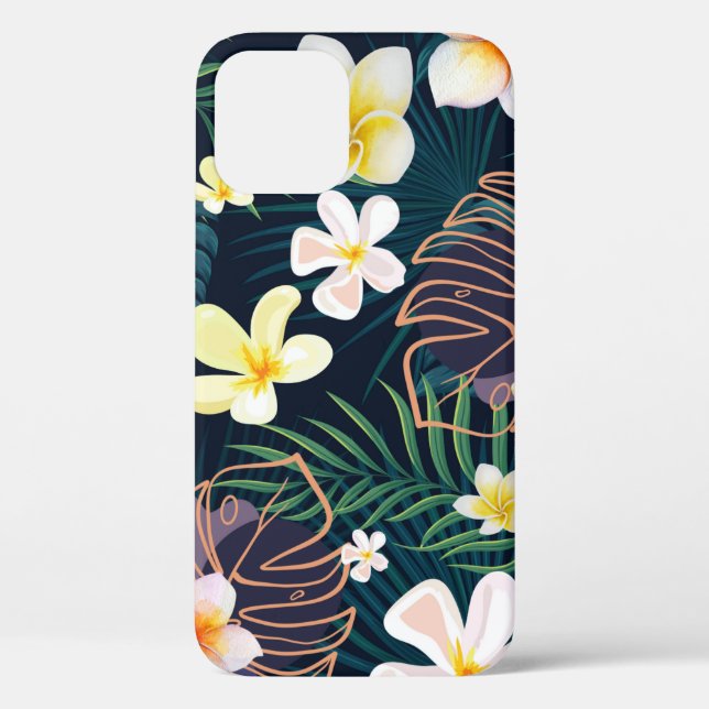 Tropical monstera leaves plumeria flowers Case-Mate iPhone case (Back)