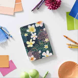 Tropical monstera leaves plumeria flowers iPad mini cover