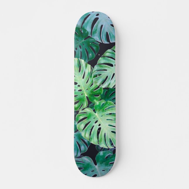 Tropical Monstera Leaves Skateboard (Front)