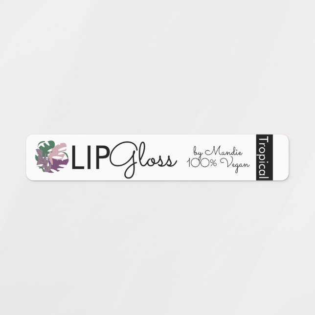 Tropical Monstera Lip Gloss Branding Packaging Labels (Design 1)