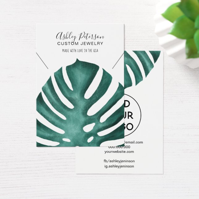 tropical monstera logo jewelry necklace display (Desk)