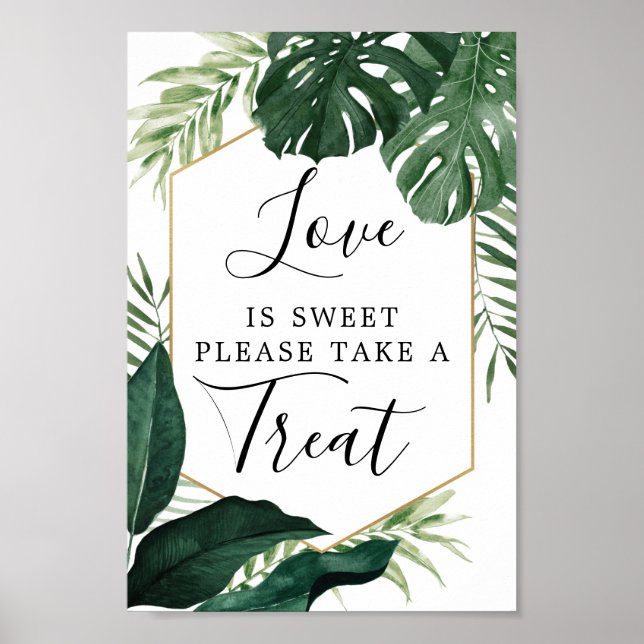 Tropical Monstera Love Is Sweet Favors Sign (Front)