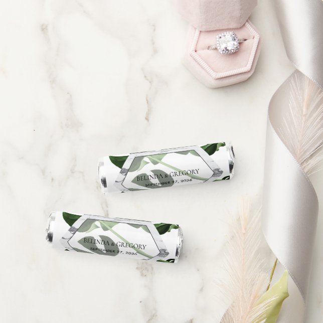 Tropical Monstera Marble Wedding Breath Savers® Mints (Wedding)