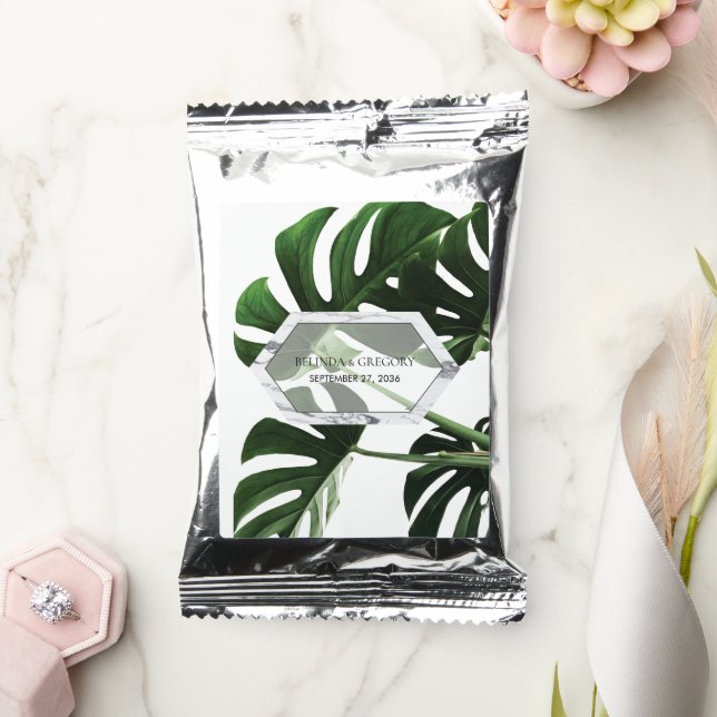 Tropical Monstera Marble Wedding Coffee Drink Mix (Wedding)