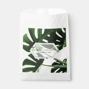 Tropical Monstera Marble Wedding Favor Bag