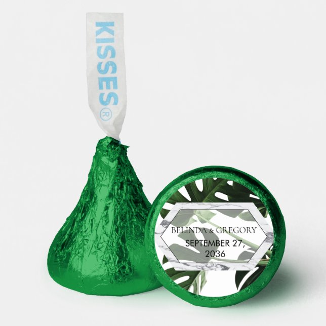 Tropical Monstera Marble Wedding  Hershey®'s Kisses® (Front)