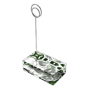 Tropical Monstera Marble Wedding Table Number Place Card Holder