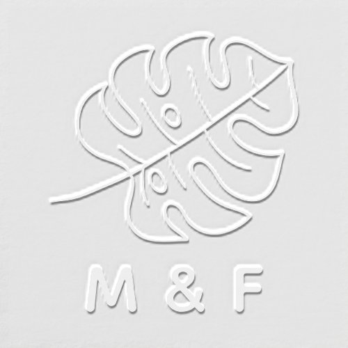Tropical Monstera  Married Couple Initials Embosser