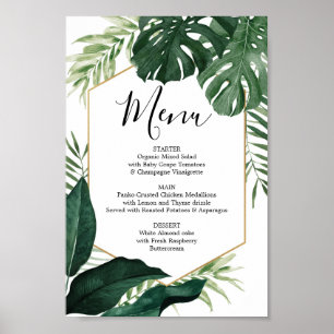 Tropical Monstera Menu or Bar Menu Sign
