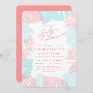 Tropical Monstera Palm Baby Shower Invite